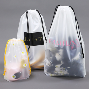 EVA Frosted Plastic Small Promotion Gift Packaging Drawstring Bag With Logo Print Makeup Promotional Draw String