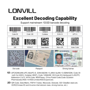 Lonvill USB có dây cảm ứng quét Đầu đọc mã vạch 2.4G 2D 1D cầm tay QR Máy quét mã vạch cho kho - Product Image 2