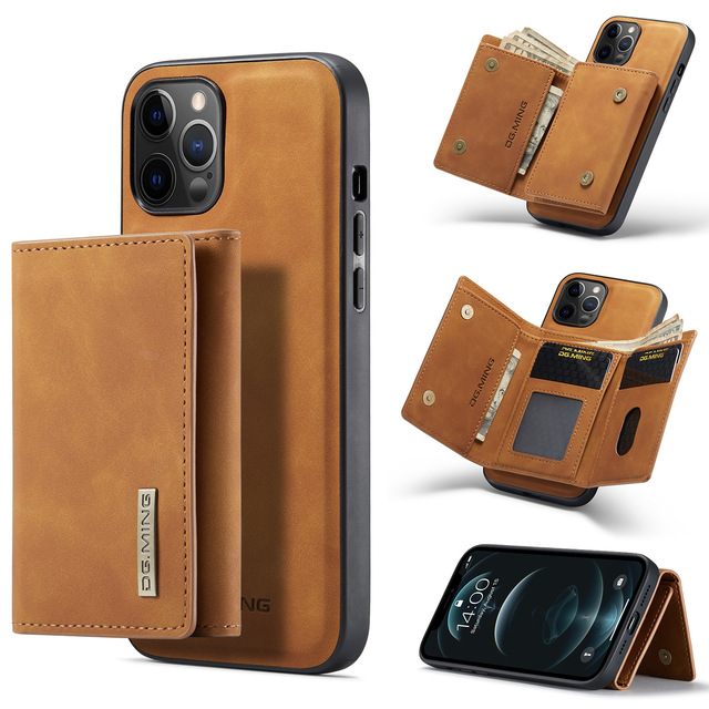 Slim Detachable Phone Leather Wallet Case for iPhone 14 Pro 13 Pro 12 Pro 6.1" for Women