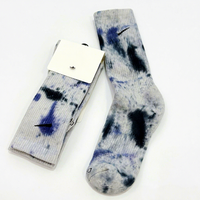 Chaussettes de sport décontractées respirantes en pur coton, motif tie-dye, design color block, confortables, pour le ski et la course à pied
