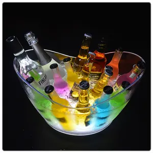 2024 Boat Shape Plastic Wall Blue Color Wine 2L Ice Bucket Champagne Ice Buckets Wine Cooler Chiller Tub