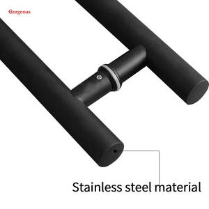 Muhteşem Modern sürgülü cam tasarımcı banyo otel duş ana H şekli 400mm uzunluk çift yan sürgülü kapı kolu paslanmaz - Product Image 5