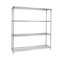 Support en fil métallique robuste durable de 250kg stocké avec étagère de cuisine en acier inoxydable 201 à 4 niveaux approuvée par la NSF