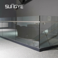 SUNGYE Garde-corps sans cadre pour villa moderne, balustrade de balcon d'usine, garde-corps en aluminium à canal en U, garde-corps extérieur en verre