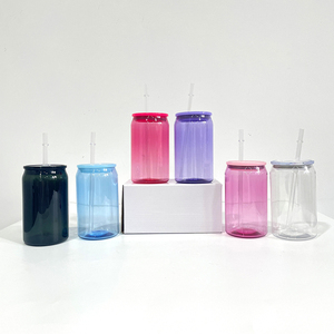 Factory Price Jelly 16oz Children <strong>Acrylic</strong> Can With Colored Lid and Straw for UV DTF Wraps Elegant Shaped <strong>Drinking</strong> <strong>Glasses</strong> - Product Image 1