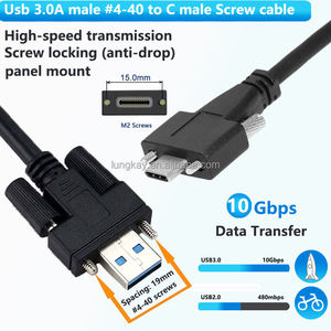 Cable USB 3.0 Tipo-C con Bloqueo de Tornillo LUNG KAY, 5Gbps, para Montaje en Panel, Sincronización de Datos para Cámaras Industriales y Visión Artificial - Product Image 2