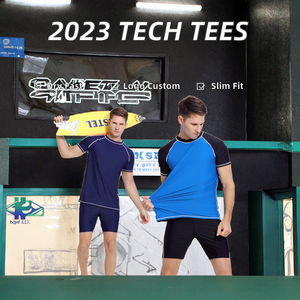 T-shirts de sport décontractés pour hommes, coupe classique, col rond, manches raglan, anti-rétrécissement, tissu en spandex/polyester, séchage rapide, 2023 - Product Image 2