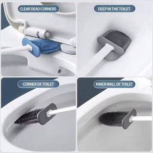 Accesorios de Baño para Colgar en la Pared, Soporte para Escobilla de Inodoro de Mango Largo, Secado Rápido, Resistente al Agua, Ecológico, de Silicona ABS Suave - Product Image 4