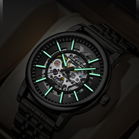 Montre mécanique entièrement automatique pour homme 43MM, montre-bracelet en acier inoxydable, squelette de luxe, lumineuse, Montre Uhr, étanche 3BAR