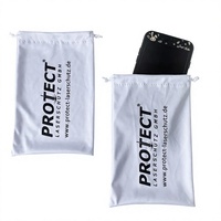 Pochette à cordon en microfibre personnalisée avec double fermeture à cordon pour lunettes de sécurité laser et instruments optiques