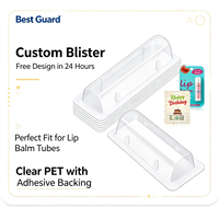 Emballage personnalisé en plastique PET transparent recyclable avec bande adhésive, épaisseur 1 mm, marque Best Guard pour baume à lèvres