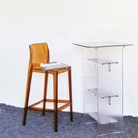 Vente en gros de chaises transparentes en résine plastique pour restaurant tabouret de bar haut en acrylique sans bras