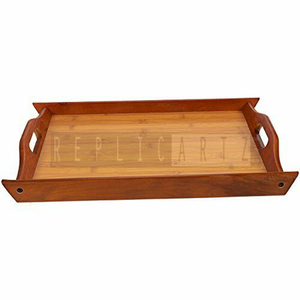 Bandeja de Servir de Madera Premium Maximus International con Asas Recortadas y Base de Bambú - Diseño Art Deco, Plato Multifuncional para Desayuno - Product Image 1