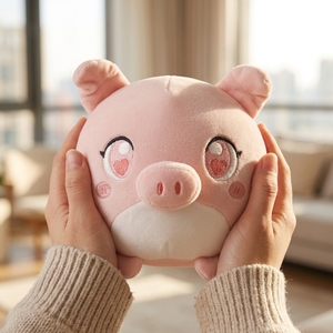 Couverture en peluche ronde personnalisée, écologique et douce, en forme de <span class=keywords><strong>cochon</strong></span>, pour animaux en peluche, cadeau de Saint-Valentin ou d'anniversaire, OEM ODM - Product Image 1