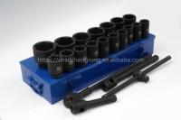 Jeu de clés à douilles professionnelles manuelles pour réparation automobile, kit d'outils avec embout de 1 pouce en acier au chrome-vanadium, étui rigide OEM