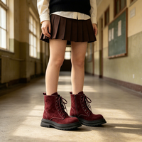 Nouvelles Arrivées Bottes Combat en Daim à Lacets pour Femme 2026 – Chaussures d'Hiver à Plateforme en Cuir pour Femme, Bottines