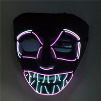 Masque intégral lumineux en PVC à LED, motif dents de scie, pour costumes de carnaval et ambiance scénique - Fournisseur d'usine