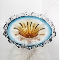 Mangkuk Buah Kaca Kristal Seni Buatan Tangan Mewah, Piring Camilan Berlapis Warna, Hiasan Tengah Ruang Tamu Hotel untuk Permen, Makanan Penutup, dan Kacang-kacangan