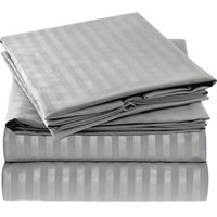 Parures de Lit 100% Coton à Rayures 1cm Hôtelières, Housse de Couette, Drap Plat et Drap Housse Inclus