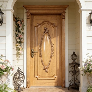 Porte en bois massif sculptée à la main de qualité supérieure, porte intérieure en bois de luxe sur mesure avec un design de sculpture exquis - Product Image 4