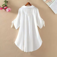 Vente en Gros Printemps-Été Mode Coréenne Chemise Unie Décontractée Demi-Manches Ample Blouse pour Femme