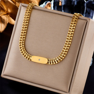 European American Hip Hop Titanium Steel Cuban Chain Necklace Gold Geometric Street Style Punk Fashion Gift - Product Image 1