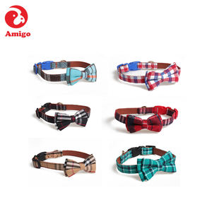 Amigo, venta al por mayor, personalizado, a cuadros, varios colores, pajarita de tweed, collar para perro pequeño, mediano y grande - Product Image 3