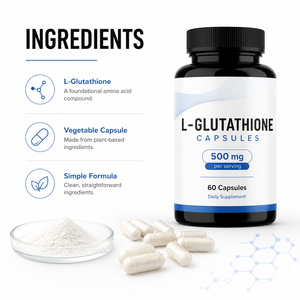 Capsules de L-glutathion liposomales GSH originales réduites à 500 mg, antioxydant beauté éclatant, végétaliennes, faibles en sucre, sans gluten, pour adultes - Product Image 2