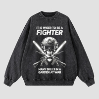 Sweat-shirt unisexe à col rond en jersey, imprimé crâne vintage délavé, motif casque, 100 % coton, transfert thermique, coupe classique, streetwear, automne, ODM