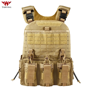 Rompi taktis Molle Chaleco taccu, peralatan taktis rompi pembawa piring dengan 2 plakat depan Berburu gigi taktis Laser - Product Image 2