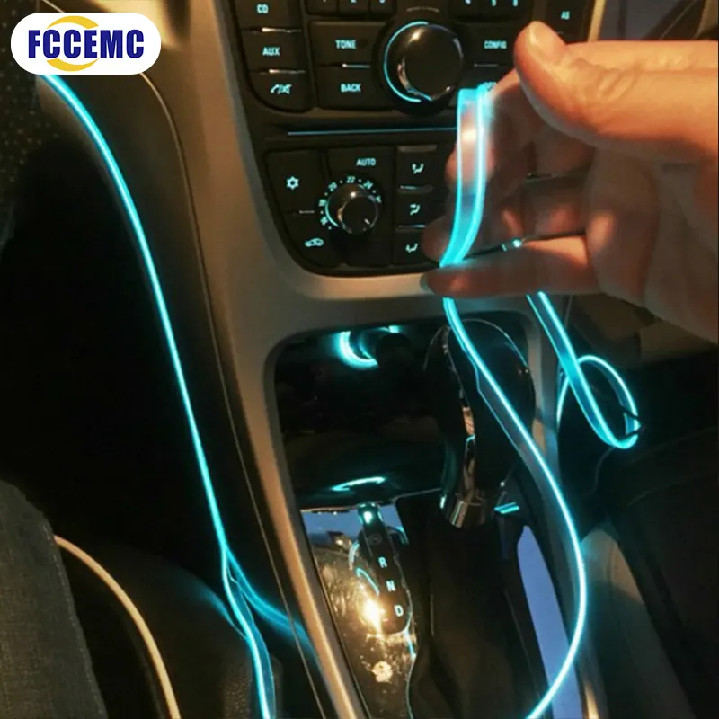 Luz Led fría de neón de 5M para puerta de coche, luz ambiental Interior, Lámpara decorativa de Ambiente, accesorios de coche, estilo