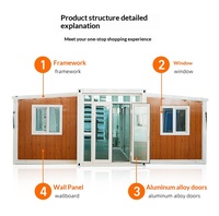 Maison conteneur préfabriquée mobile moderne extensible de 40 pieds sur 20 pieds, prête à l'emploi, avec chambre et salle de bain