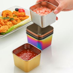 Factory Direct Korean 304 Stainless Steel Square <b>Dipping</b> Dish Kitchen Snack Storage Salad Tomato Sauce Cup for Home Restaurant - Product Image 2