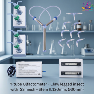 Olfactomètre Y-Tube personnalisable avec tiges en maille d'acier inoxydable (L120mm 30mm) et bras (L80mm 30mm) en verre borosilicaté pour appareils à griffes - Product Image 3