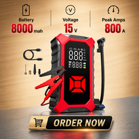 Portable Wireless Rechargeable Compact Car Emergency Starting Booster Air Pump Tire Inflator Jump Starter