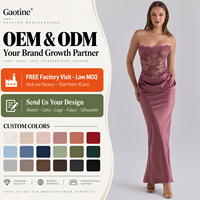 Robe de soirée sirène brodée rose poudré sans manches et à épaules dénudées pour femme, personnalisable OEM/ODM, vente en gros