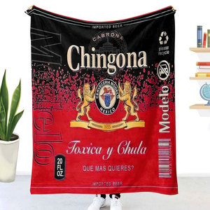 Nueva Manta de Viaje de Forro Polar Sublimado con Logotipo Personalizado, Diseño Mexicano Popular de Borracho Chingona - Product Image 5