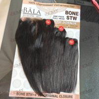 KEMY HAIR-Paquet de cheveux naturels vietnamiens pour femmes, couleur naturelle, double tirage, 4x4, avec lace closure