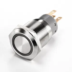 19mm 12V Momentary Red LED Illuminated Push Button Switch 3/4" Mounting Hole 1NO 1NC SPDT For Speaker Horn