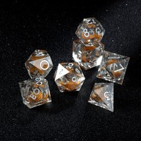 Dés polyédriques transparents remplis de sable doré, dés de luxe pour DND, jeu de dés pour MTG, jeux de société et collectionneurs de jeux de rôle