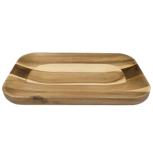 Plateau de service en bois Plateau de nourriture en acacia fait à la main Plateau d'apéritif en bois naturel rectangulaire - Product Image 3