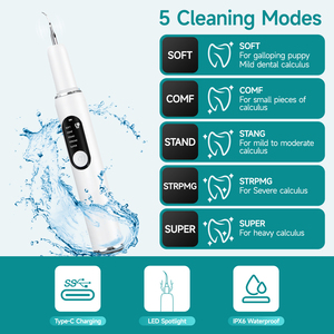 Pulitore denti elettrico senza fili ad ultrasuoni per cani per animali domestici pulitore denti ad ultrasuoni cani cure dentistiche Curvy Moon T6 - Product Image 3