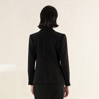 Blazer Wanita MINZESTYLE Musim Semi/Gugur Kancing Tunggal Kerah Notch Bahan Woven Bernapas Bisnis Lengan Panjang Model Panjang Reguler