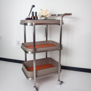 Nieuwe model oranje beauty verstelbare roestvrijstalen moderne salon trolley draagbare kar voor gebruik in de woonkamer - Product Image 1