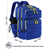 Sac à dos tactique de sport Trailpop avec logo personnalisé, imperméable, pour les voyages en plein air, les athlètes, la remise en forme, bleu marine, 45L, sac de sport