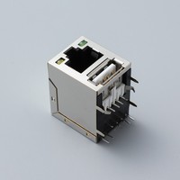 Conectores Ethernet Jisack de 2 Puertos RJ45 con Interfaz USB, Rectos y Curvos, Hembra, para PCB, Contactos de Bronce Fosforado, Protección IP20