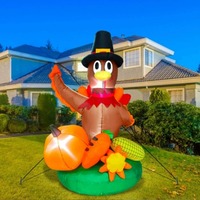 Décoration de jardin d'extérieur pour Thanksgiving à bon prix : Dinde gonflable de dessin animé pour les fêtes de patio, produit très vendu
