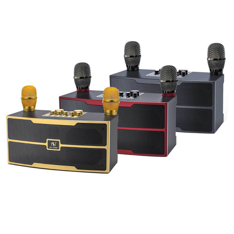 Настольный беспроводной динамик YS-201 двойной микрофон Сабвуфер Караоке многофункциональная со встроенной аудио-картой