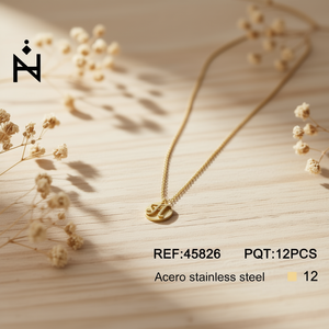 Collana in Acciaio Inossidabile con Ciondolo a Lettera N 1,9 cm Monofacciale per Donna Gioielleria Fine - Product Image 2