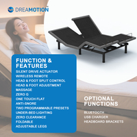 Base de lit intelligente réglable Dreamotion OEM ODM avec contrôle séparé pour la tête et les pieds, taille King et Queen, pour seniors